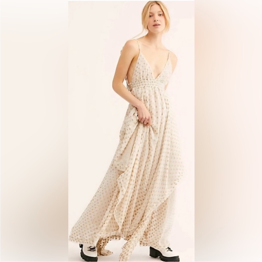 Free People Gold And Cream Maxi Dress - Picture 8 of 15